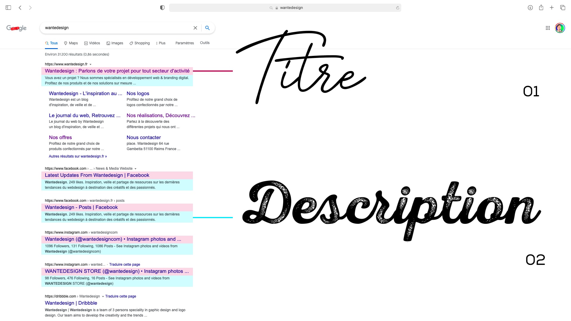 Titre et description résultats de recherche