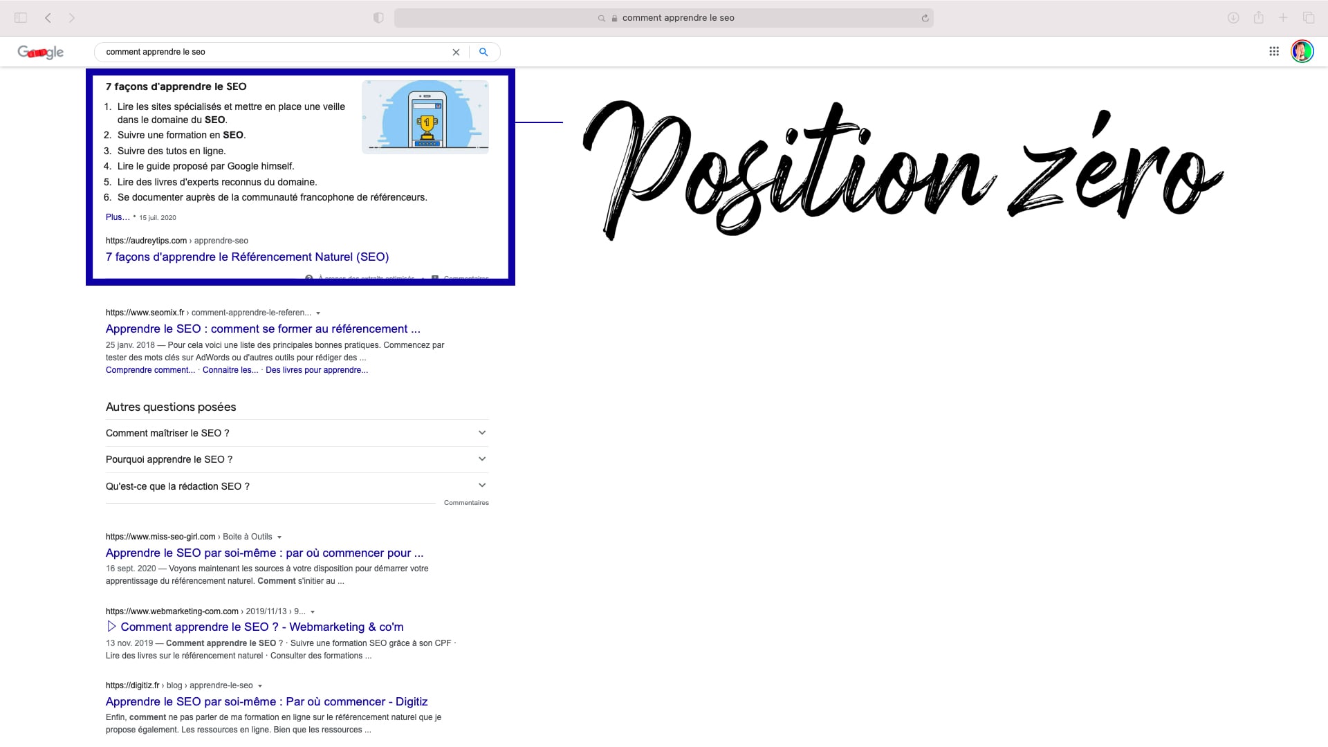 Position zéro Google